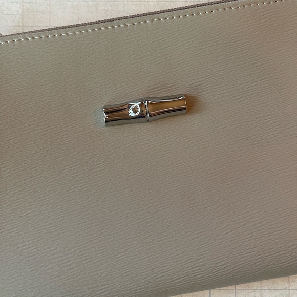 Longchamp Roseau Flat Leather Clutch in Clay
